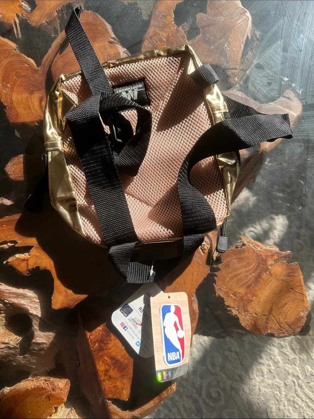 Gold Men’s Mini metallic Backpack with Winged Emblem